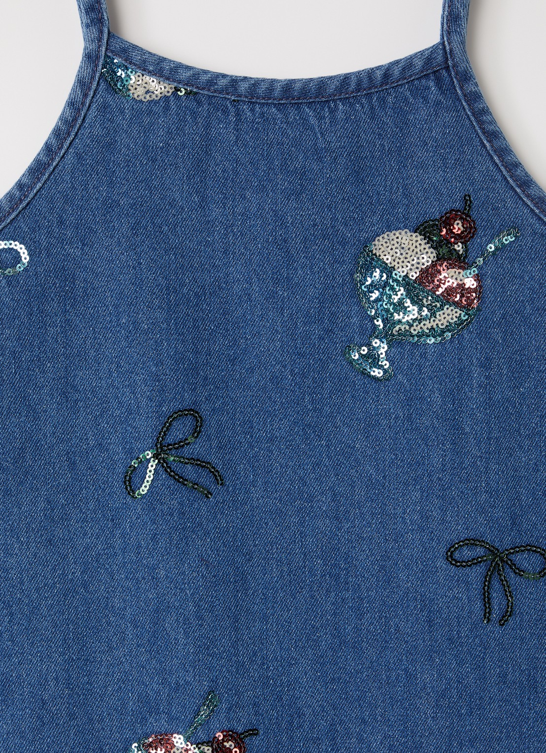Konges Sløjd Magot denim jurk met pailletten - detail indigo