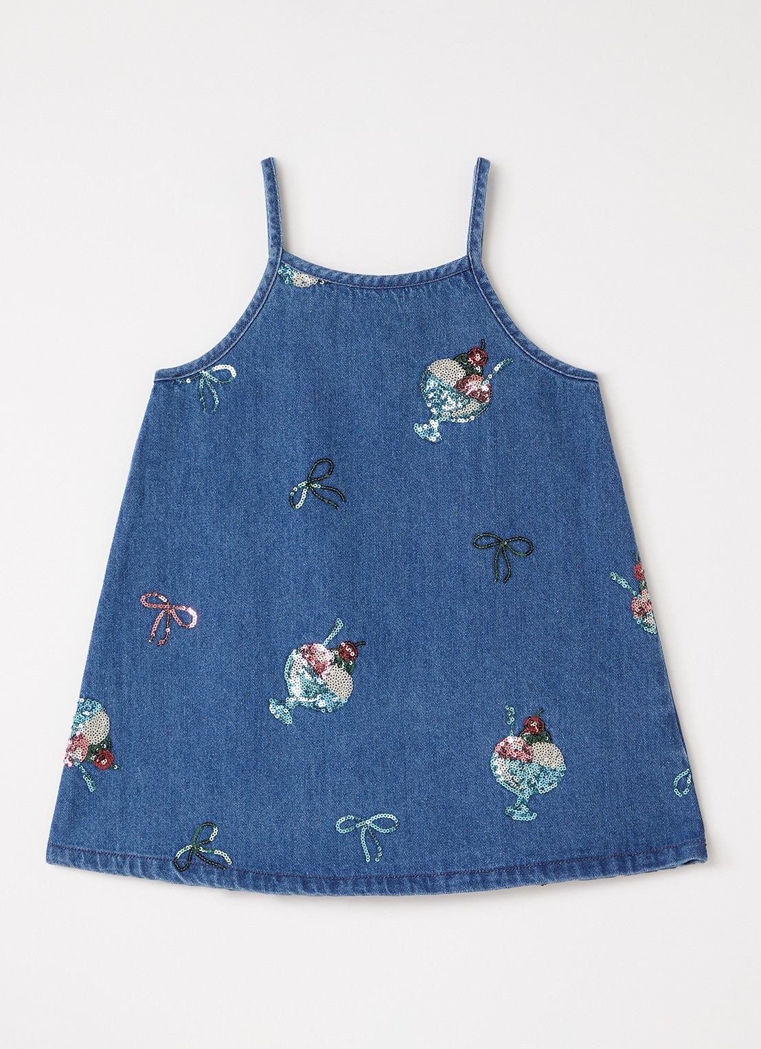 Konges Sløjd Magot denim jurk met pailletten - voorkant 2 indigo