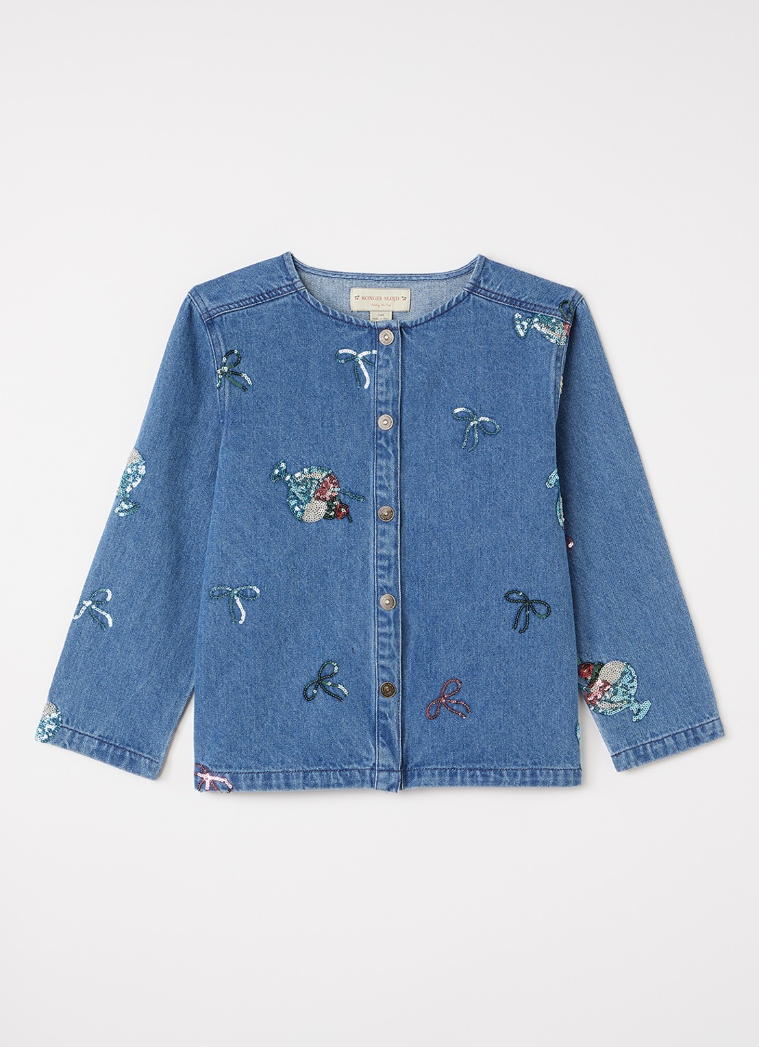 Konges Sløjd Magot spijkerjas met pailletten - voorkant 3 blauw