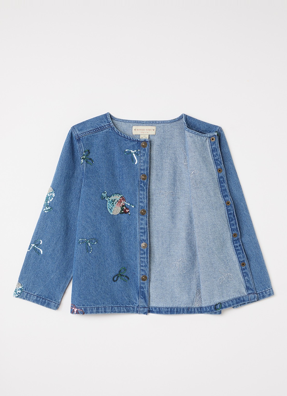 Konges Sløjd Magot spijkerjas met pailletten - voorkant 4 blauw