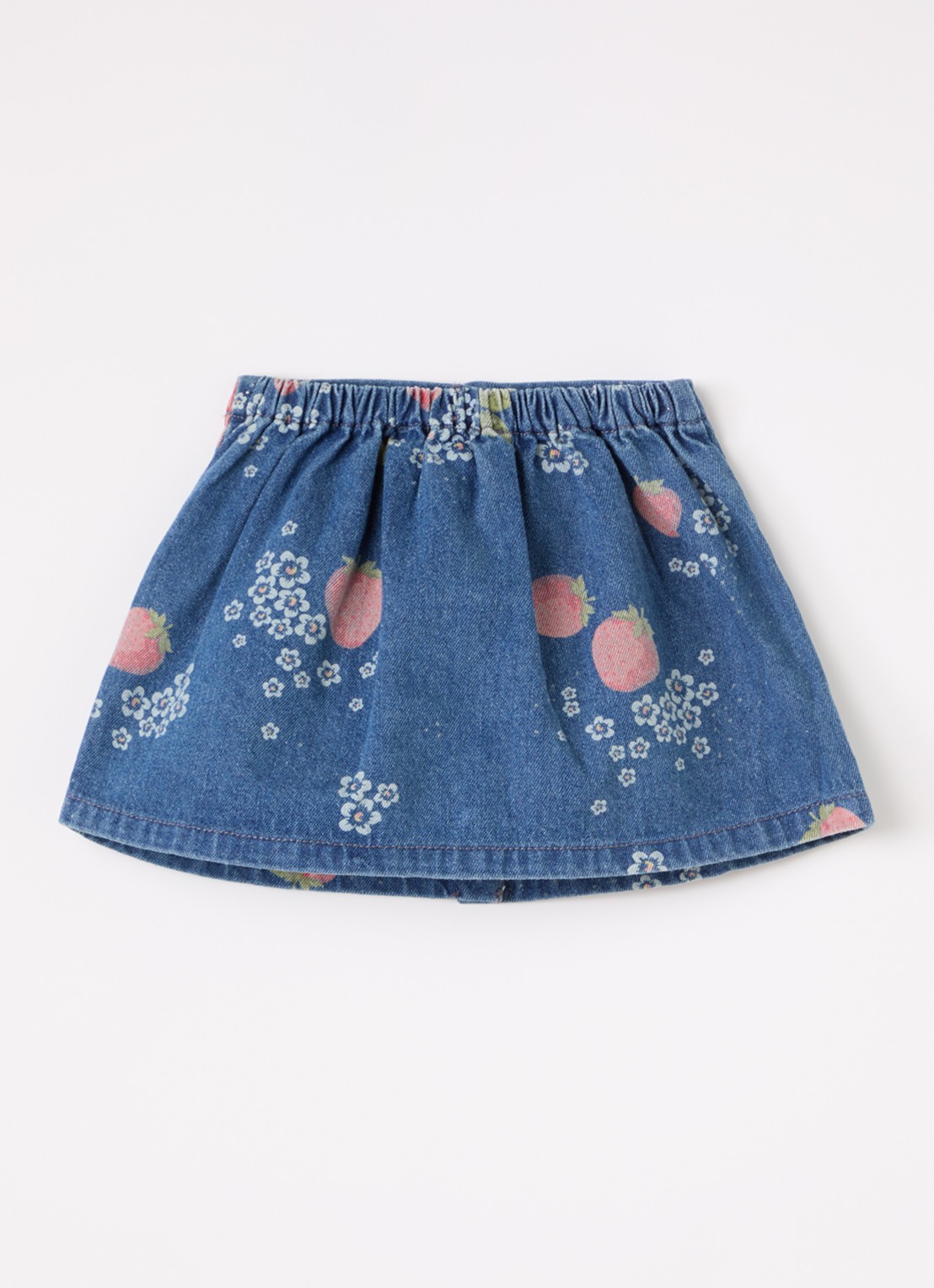 Konges Sløjd Magot spijkerrok met bloemenprint - voorkant 2 blauw