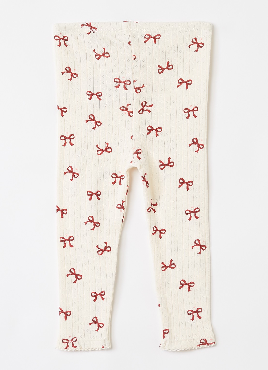 Konges Sløjd Minnie ribgebreide legging met print - voorkant 2 creme
