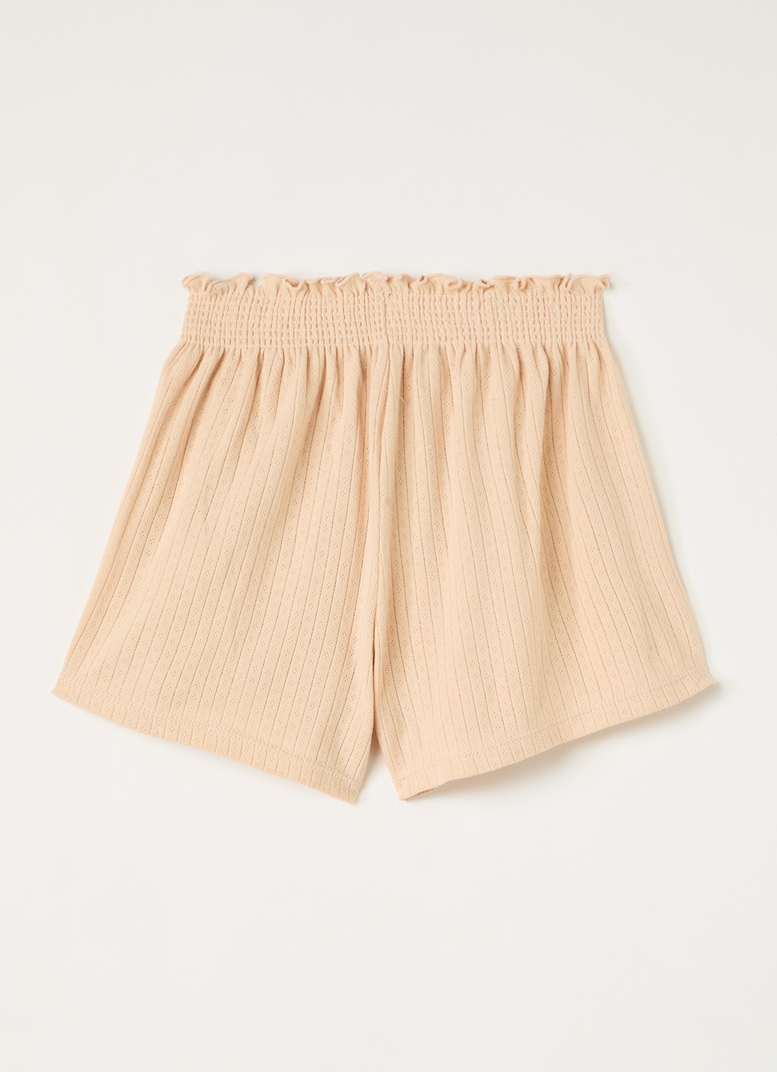 Konges Sløjd Minnie wide fit korte broek met structuur - voorkant 2 lichtbruin