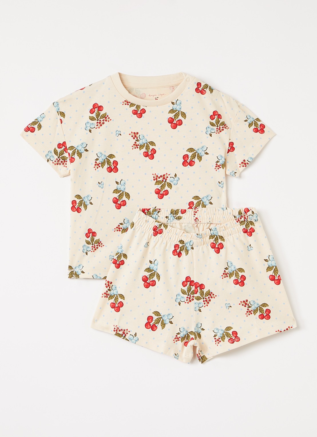 Konges Sløjd Set van T-shirt met korte broek 2-delig - voorkant beige