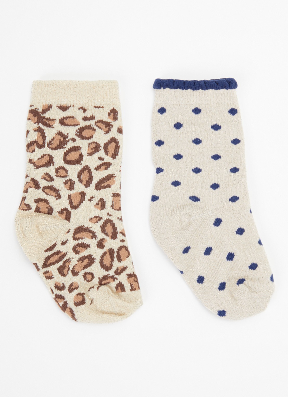 Konges Sløjd Sokken met lurex in 2-pack - voorkant beige