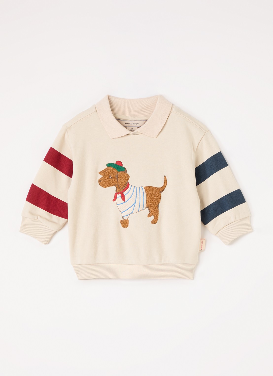 Konges Sløjd Spotty sweater met logoborduring - voorkant beige