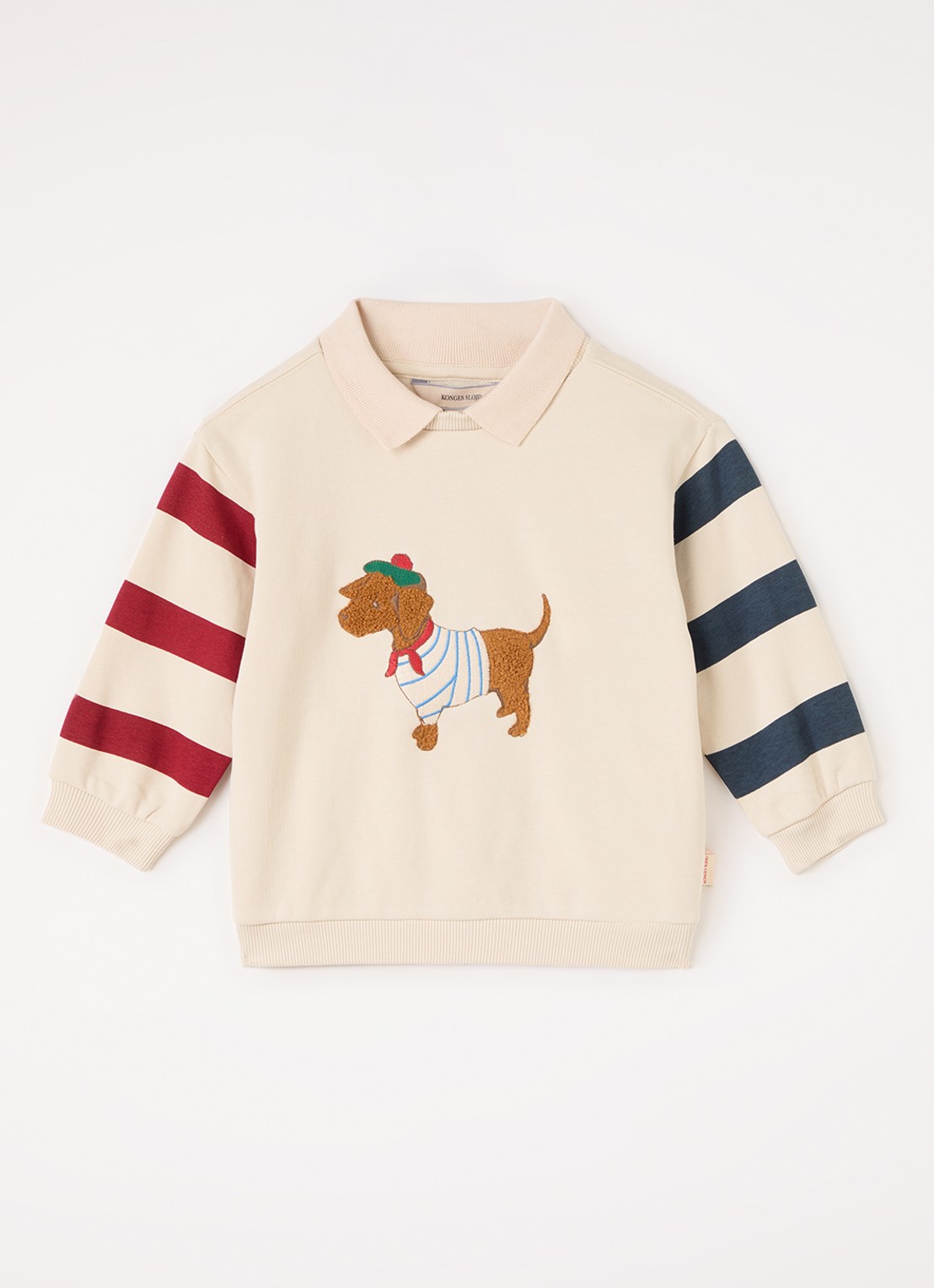 Konges Sløjd Spotty sweater met logoborduring - voorkant 3 beige