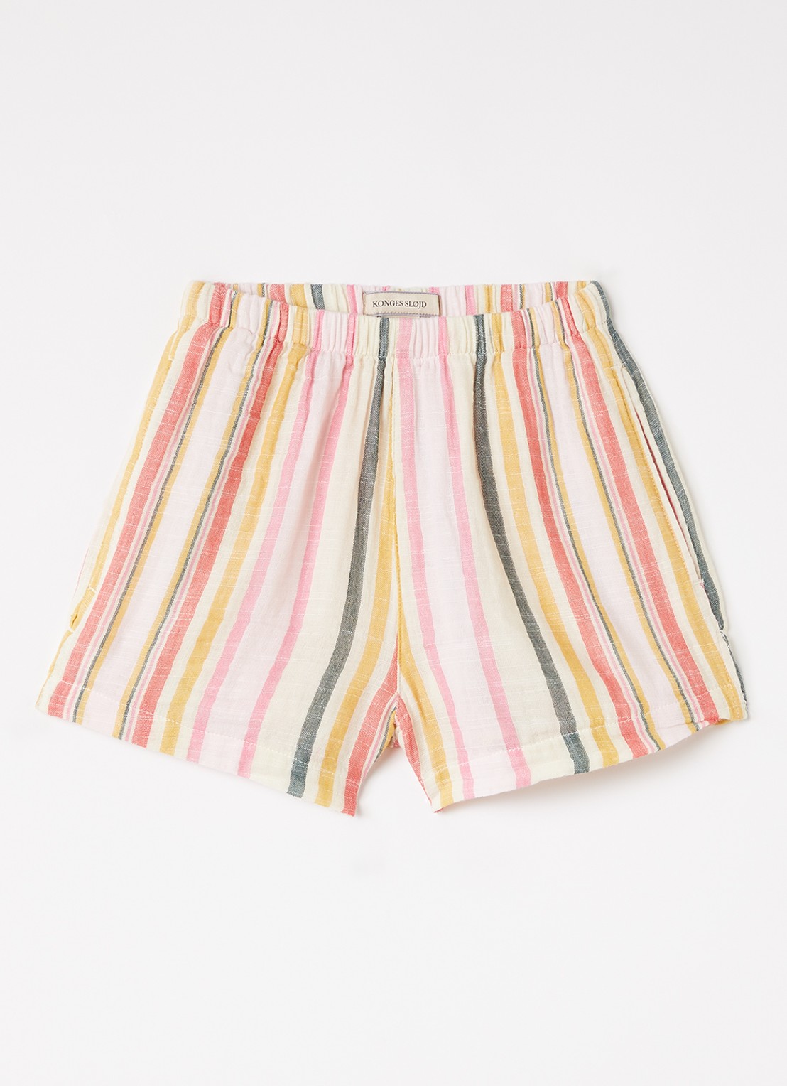 Konges Sløjd Venice loose fit korte broek met streepprint - voorkant beige