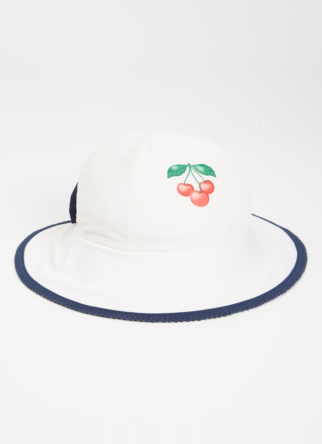 Konges Sløjd Vilja zwem buckethad met print en strikdetail - voorkant beige