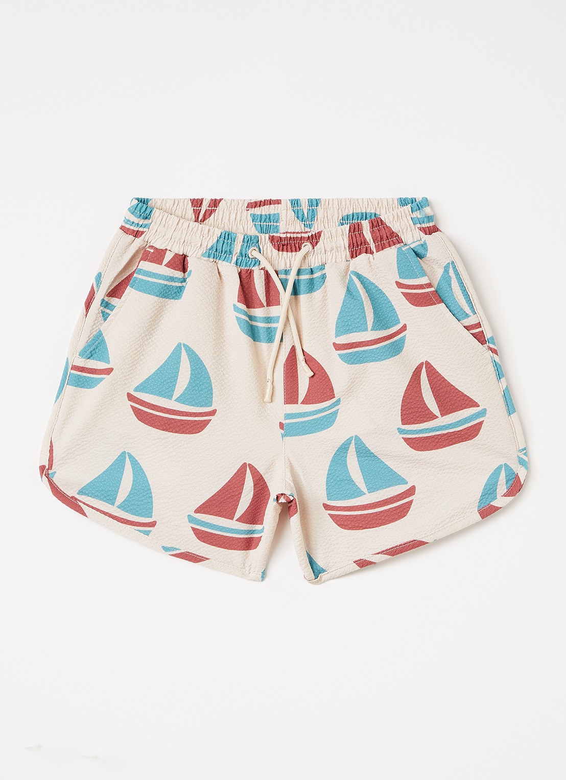 Konges Sløjd Zwemshorts met print - voorkant beige