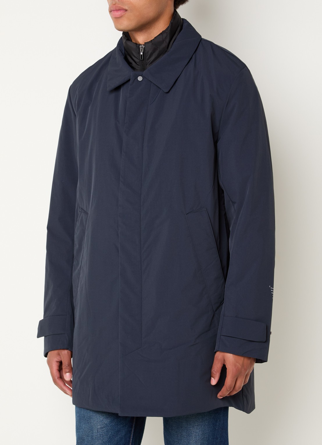 Krakatau Bleriot gewatteerde trenchcoat met steekzakken  - detail 3 indigo