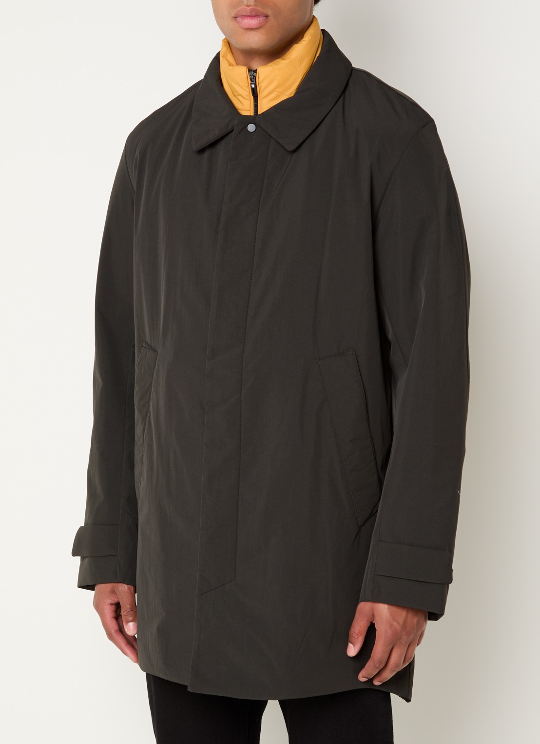 Krakatau Bleriot gewatteerde trenchcoat met steekzakken  - detail 2 olijfgroen