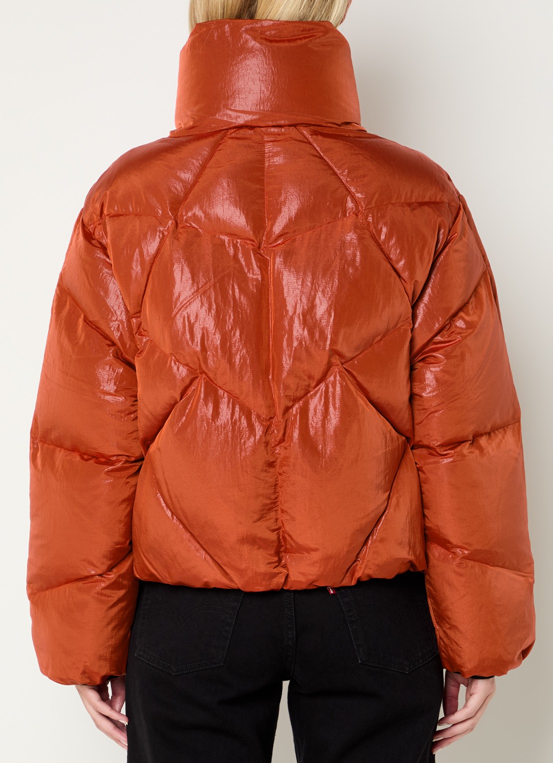 Krakatau Nebula puffer jack met glanzende finish - achterkant 3 oranjerood