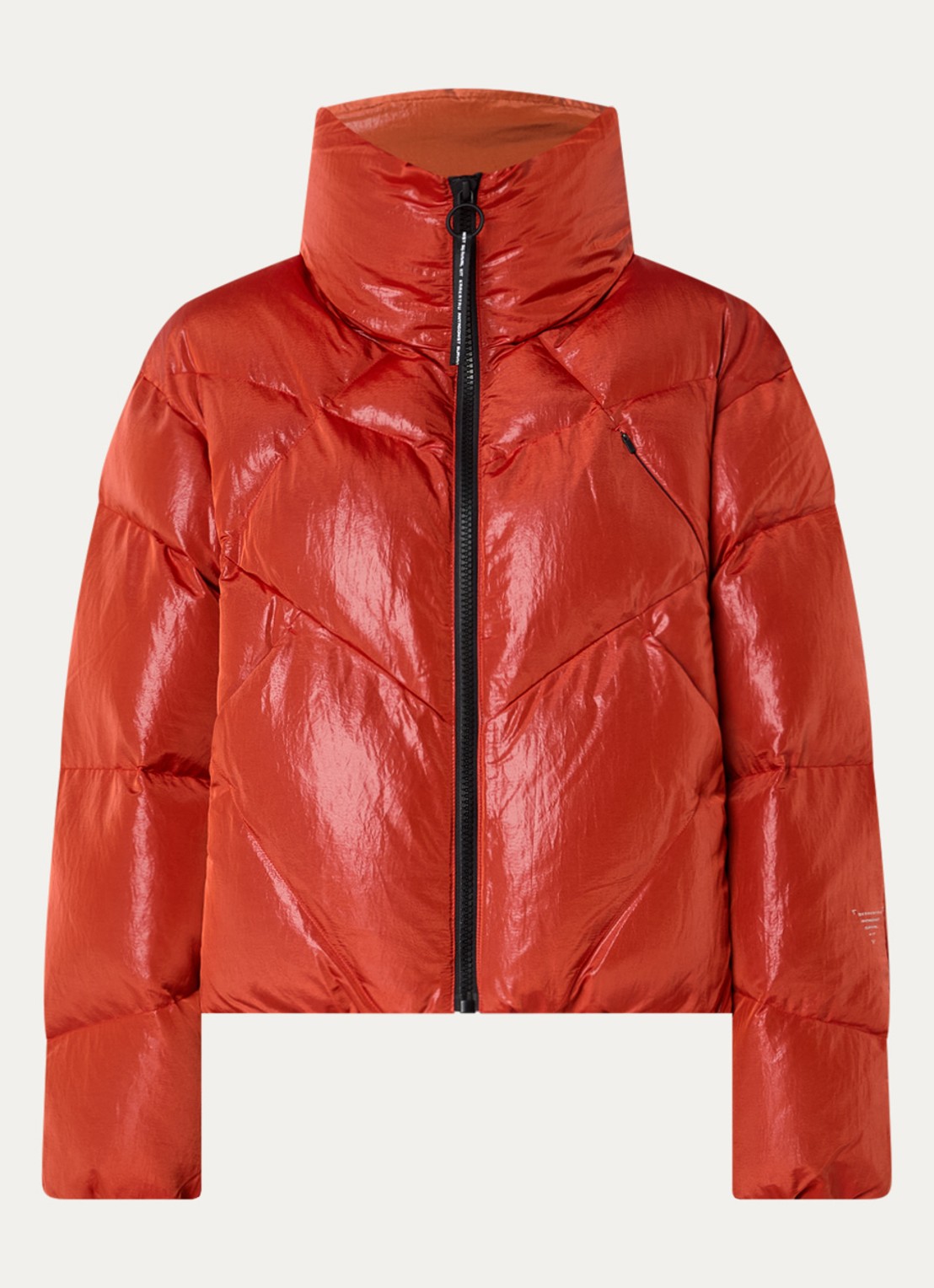 Krakatau Nebula puffer jack met glanzende finish - voorkant oranjerood