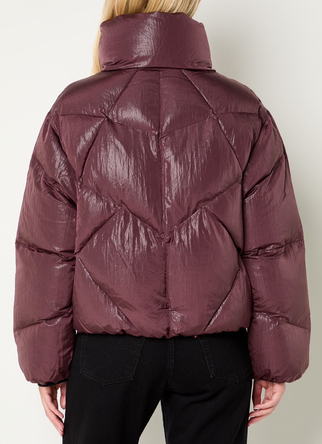 Krakatau Nebula puffer jack met glanzende finish - achterkant 4 bordeauxrood