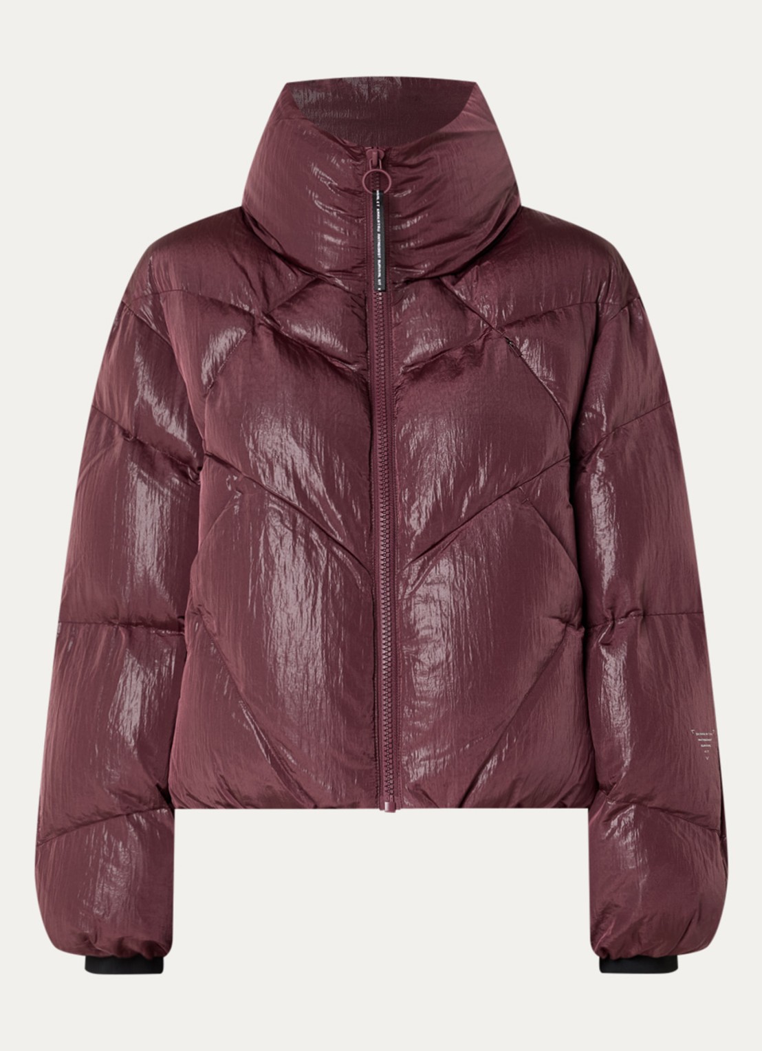 Krakatau Nebula puffer jack met glanzende finish - voorkant bordeauxrood