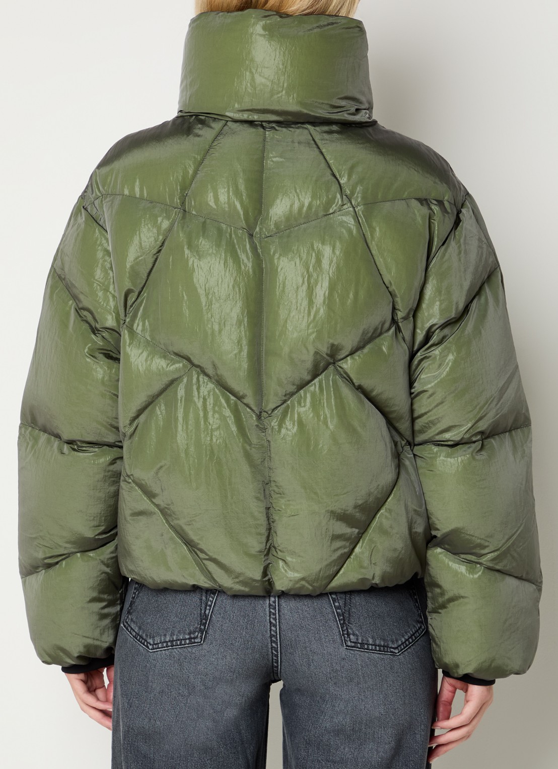 Krakatau Nebula puffer jack met glanzende finish - achterkant 4 bronsgroen
