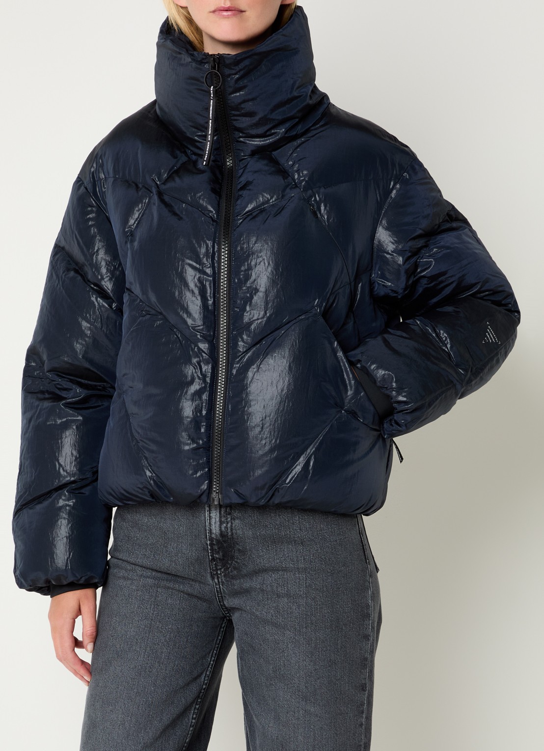 Krakatau Nebula puffer jack met glanzende finish - detail 3 donkerblauw
