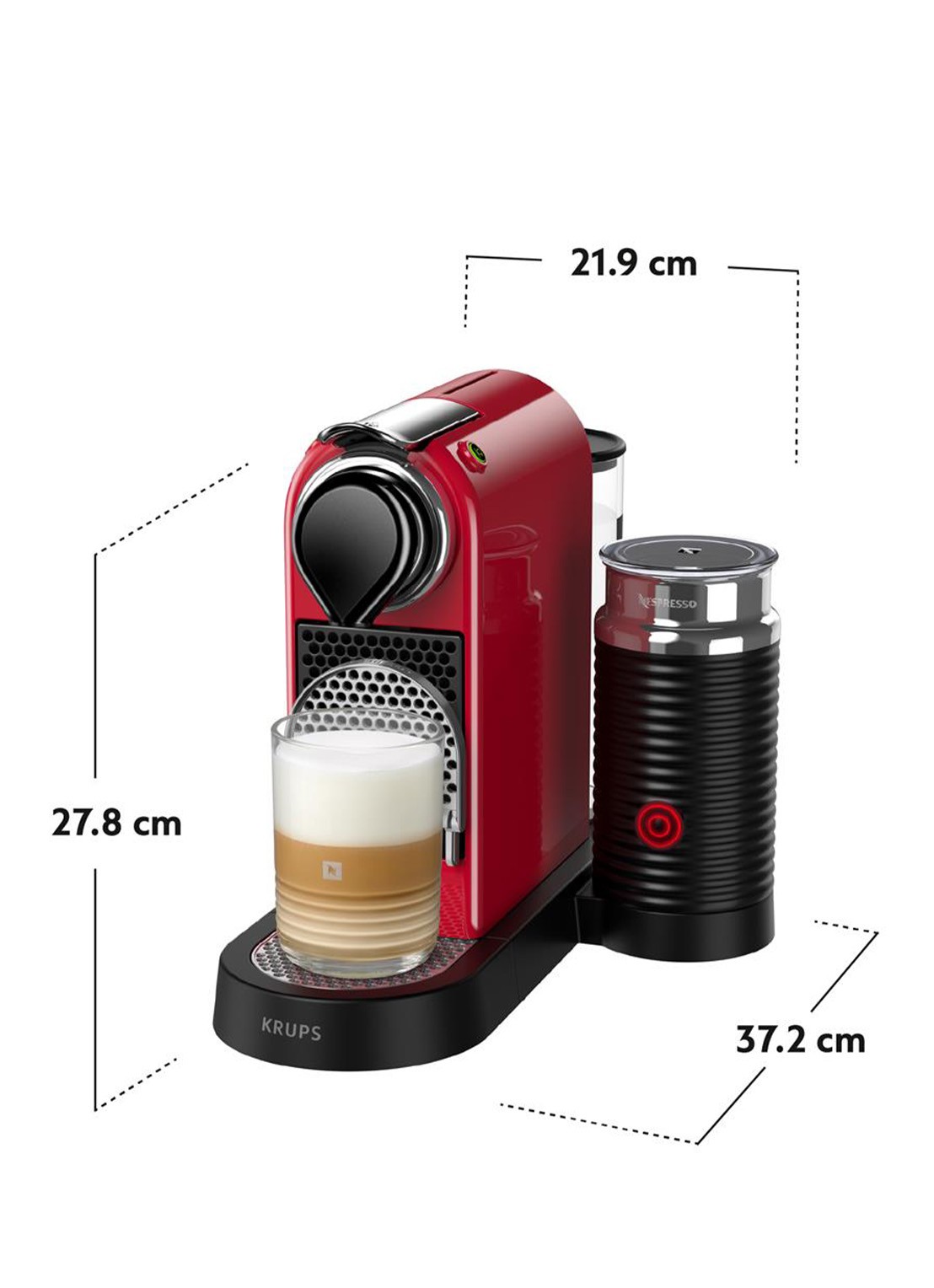 Krups CitiZ & Milk Nespresso machine - achterkant 3 kersenrood