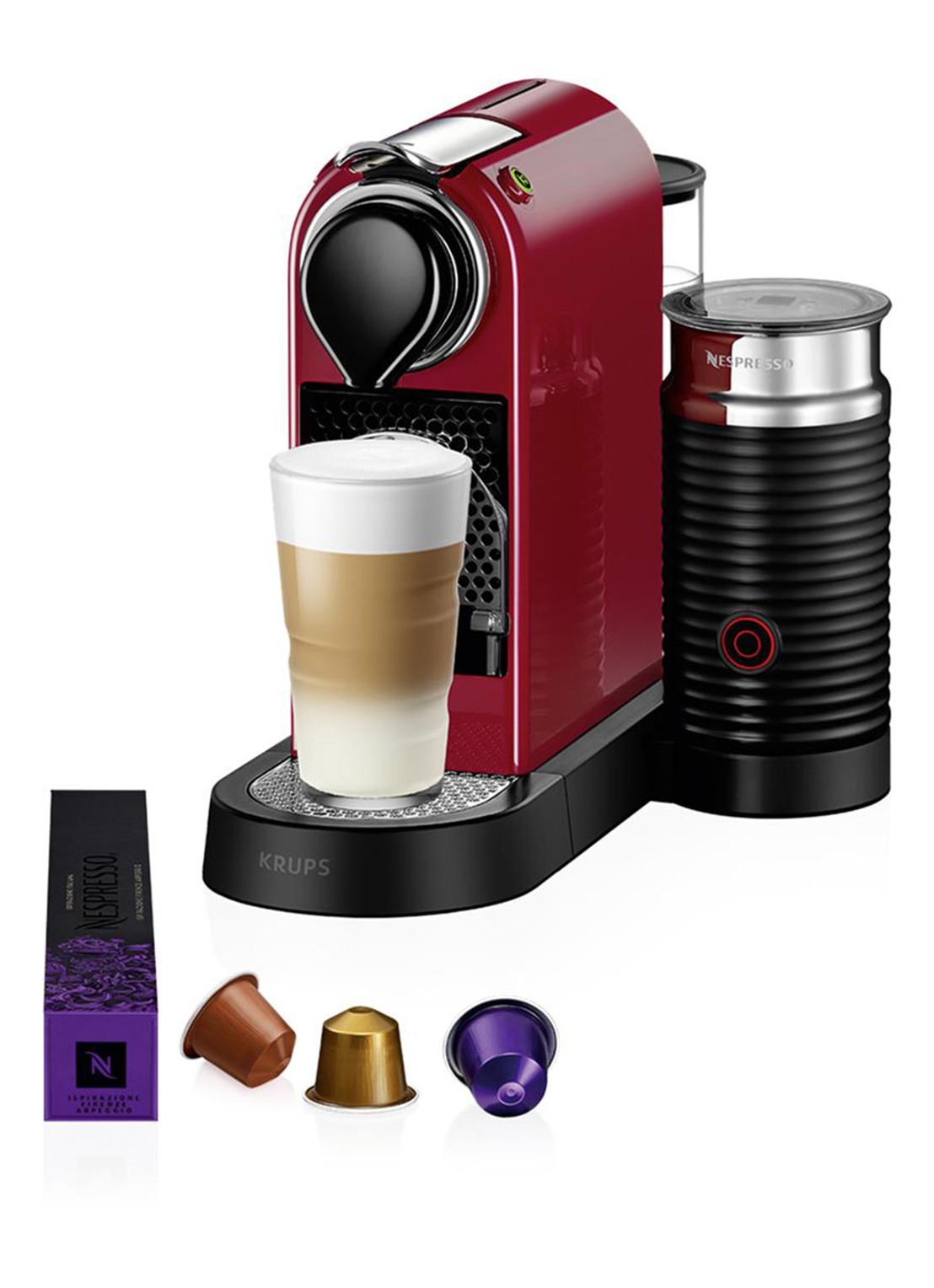 Krups CitiZ & Milk Nespresso machine - voorkant kersenrood