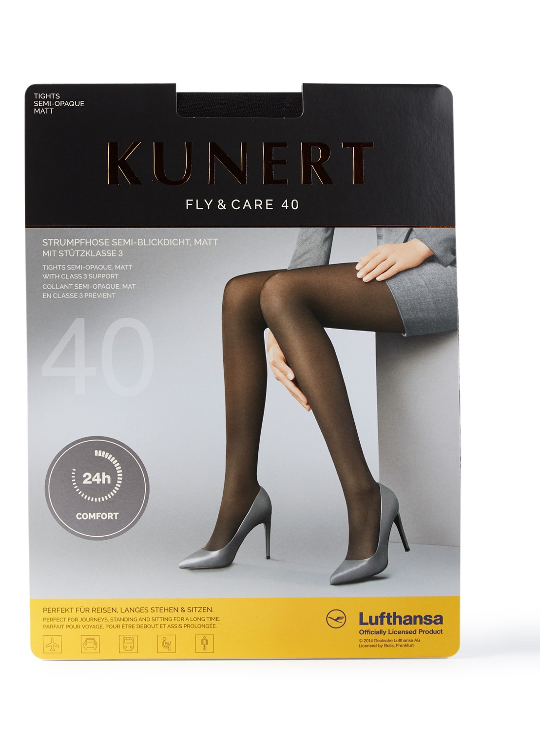 Kunert Fly&Care panty in 40 denier black - voorkant zwart