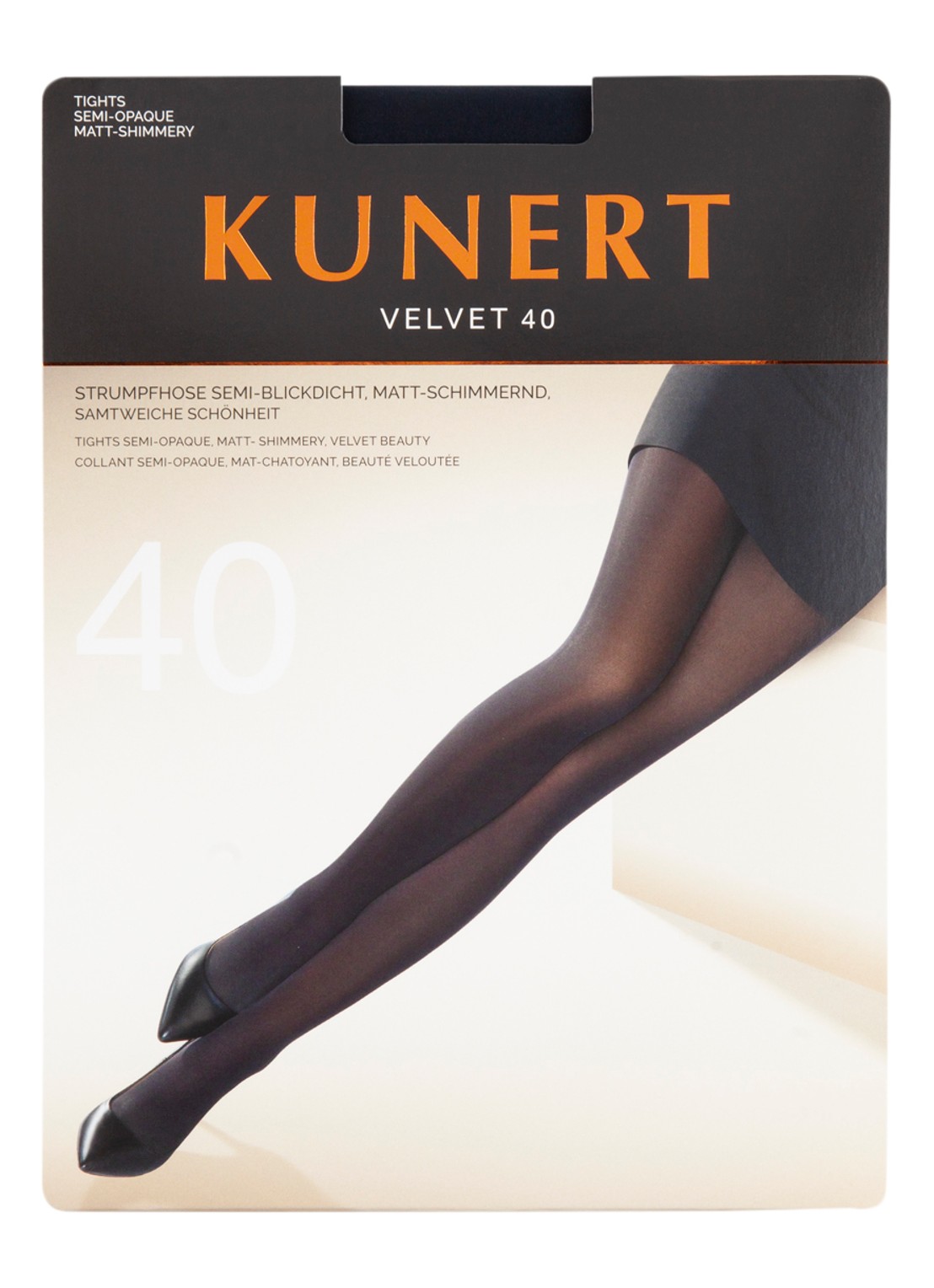 Kunert Velvet panty in 40 denier marine - voorkant 2 donkerblauw