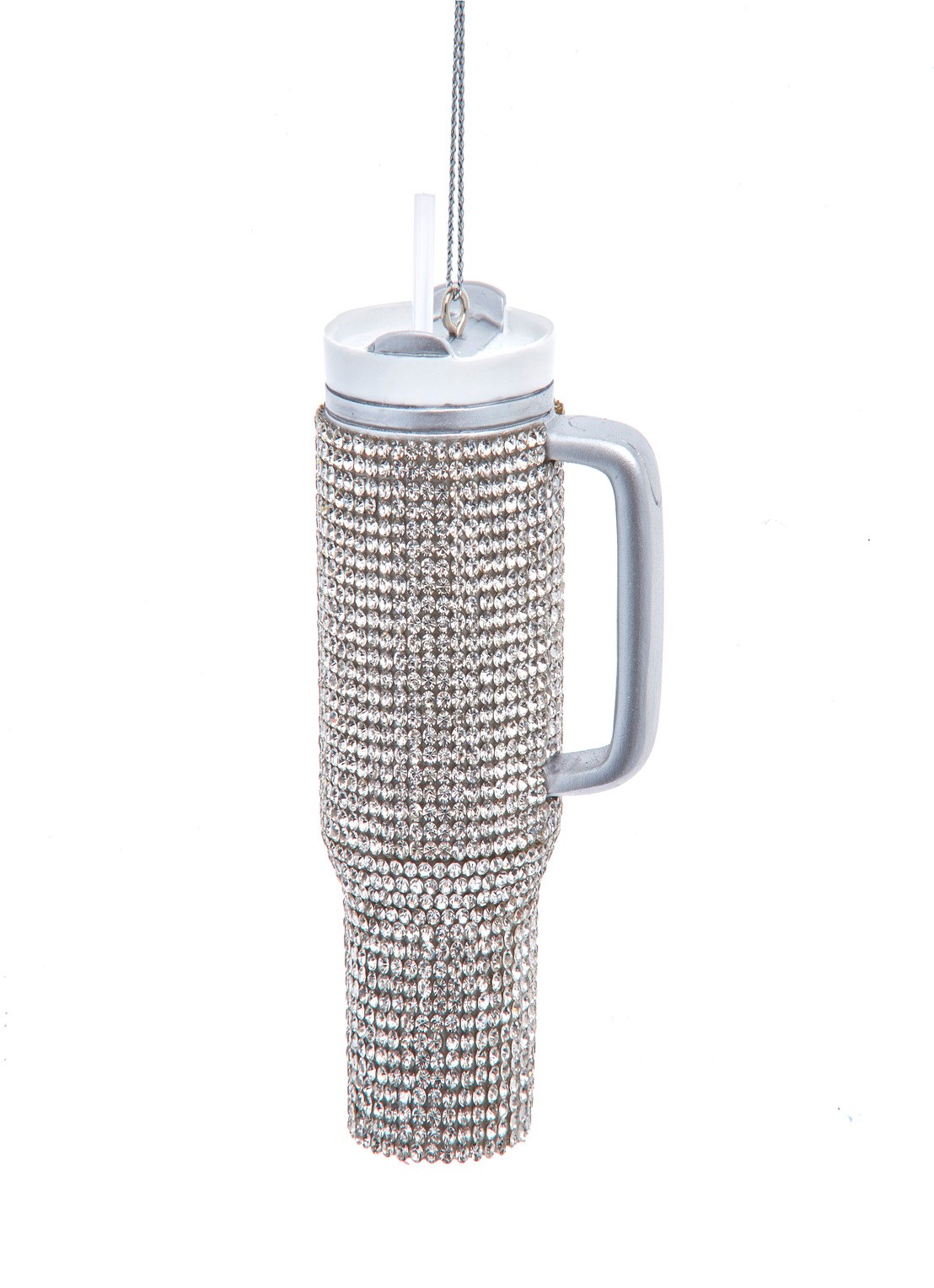 Kurt Adler Beker kersthanger 10,5 cm - voorkant zilver