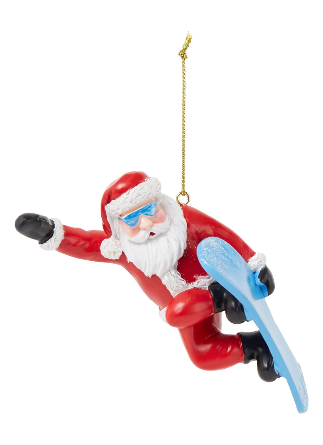 Kurt Adler Kerstman op snowboard kersthanger 11 cm - voorkant rood