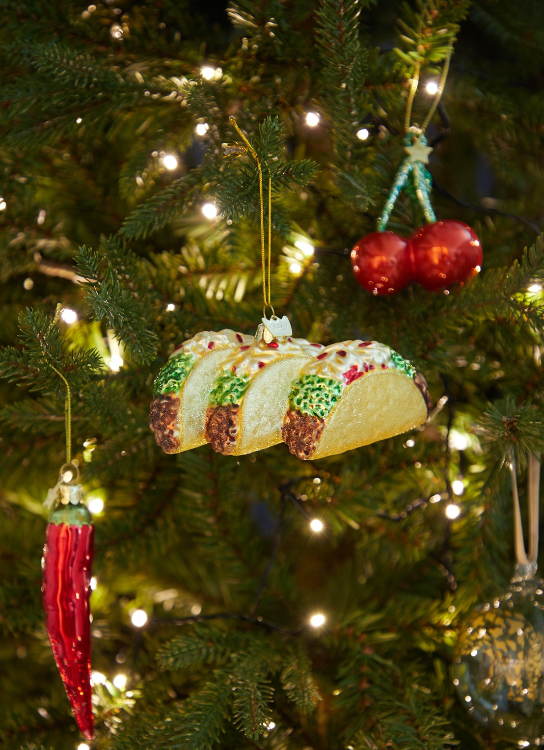 Kurt Adler Noble Gems Taco kersthanger 6 cm  - voorkant 2 goud