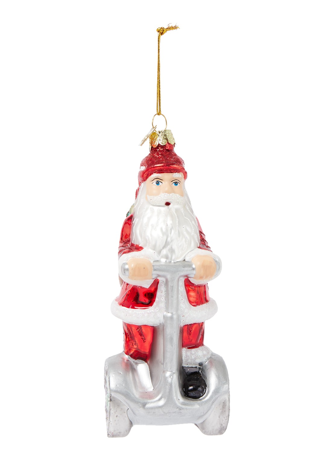 Kurt Adler Segway Santa kerstman kersthanger 13 cm  - voorkant 2 rood