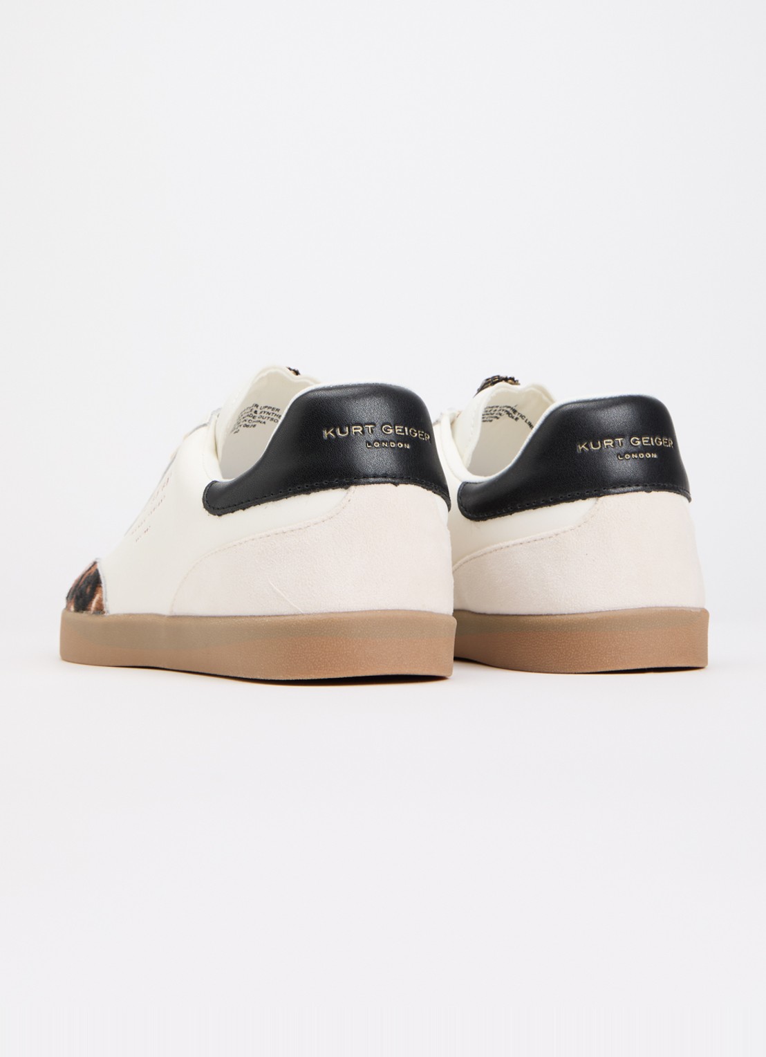 Kurt Geiger Barbican sneaker van leer met details van suède en ponyhair - achterkant 4 wit