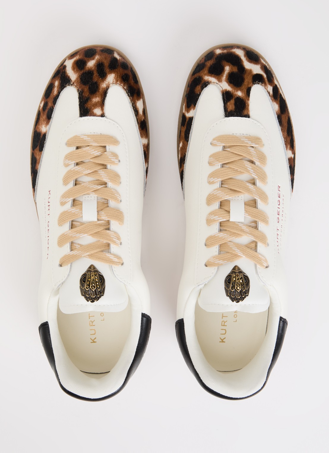 Kurt Geiger Barbican sneaker van leer met details van suède en ponyhair - detail 2 wit
