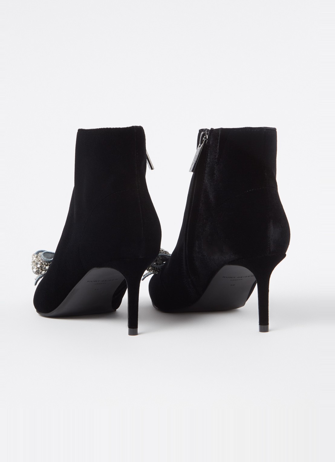Kurt Geiger Belgravia Bow enkellaarsje van fluweel  - detail 2 zwart