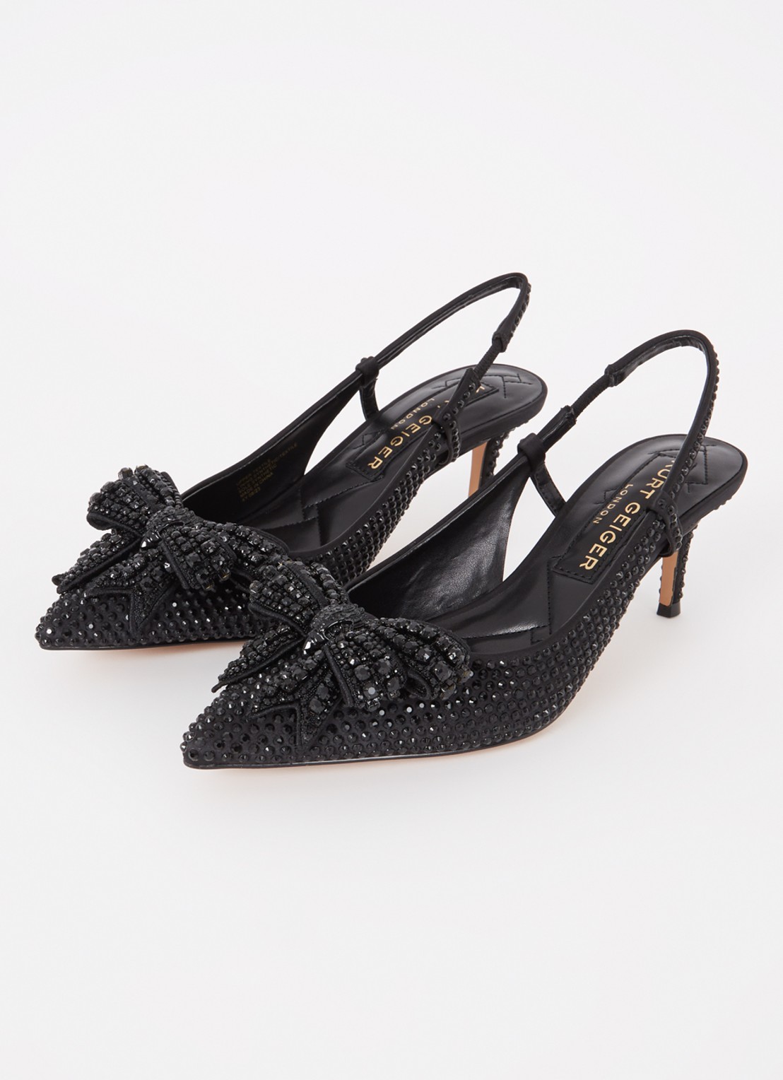 Kurt Geiger Belgravia Bow slingback van satijn met strass - detail 2 zwart