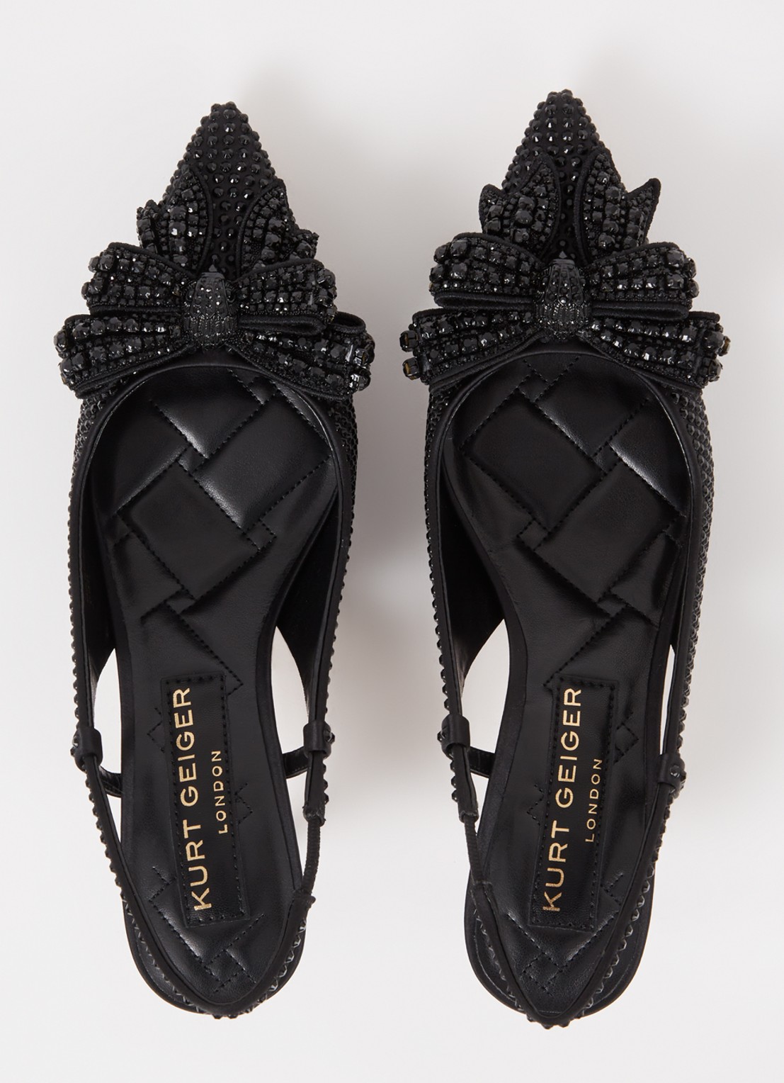 Kurt Geiger Belgravia Bow slingback van satijn met strass - detail 4 zwart