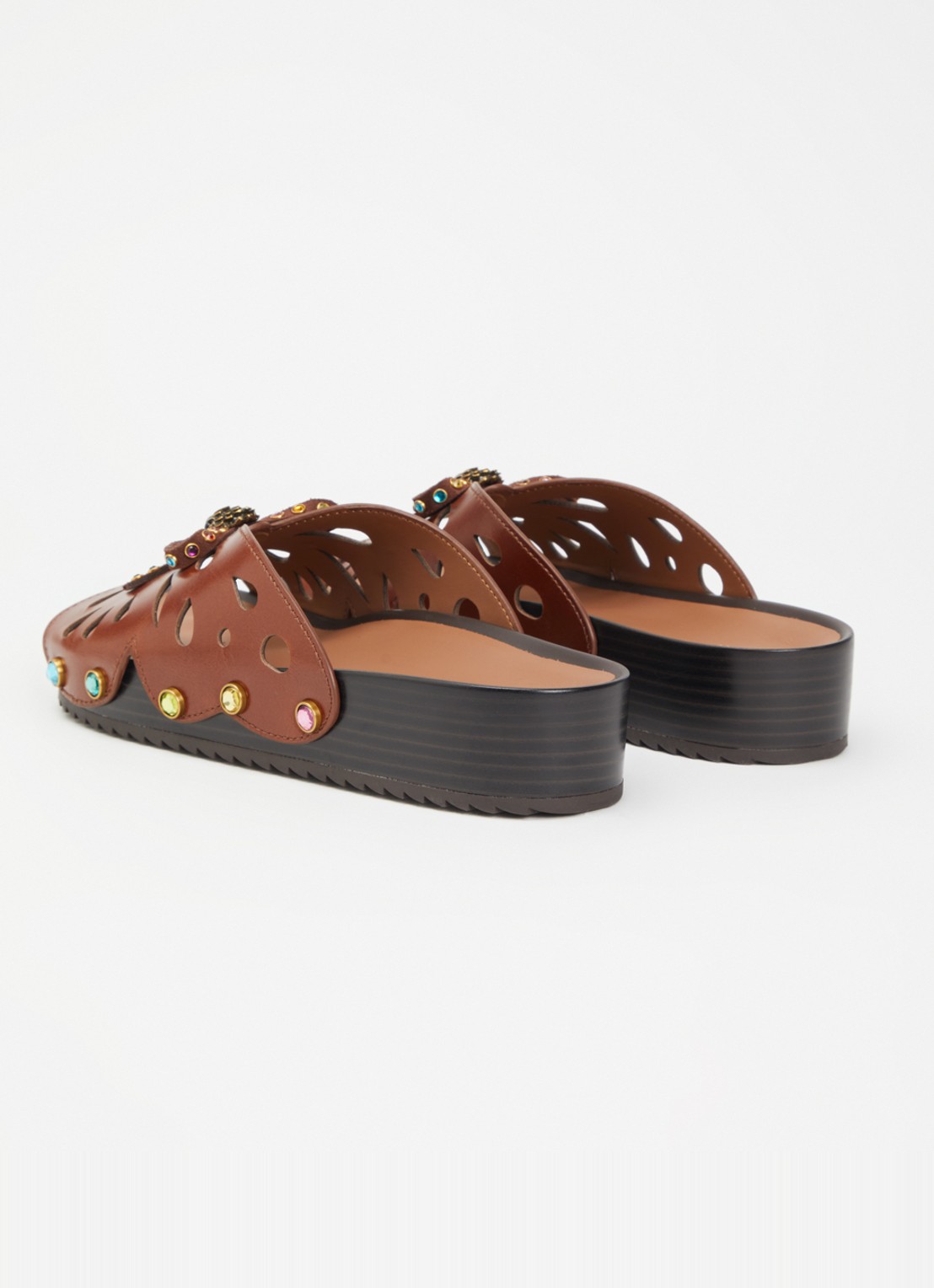 Kurt Geiger Boho Butterfly Flat sandaal van leer met strass - achterkant 2 bruin