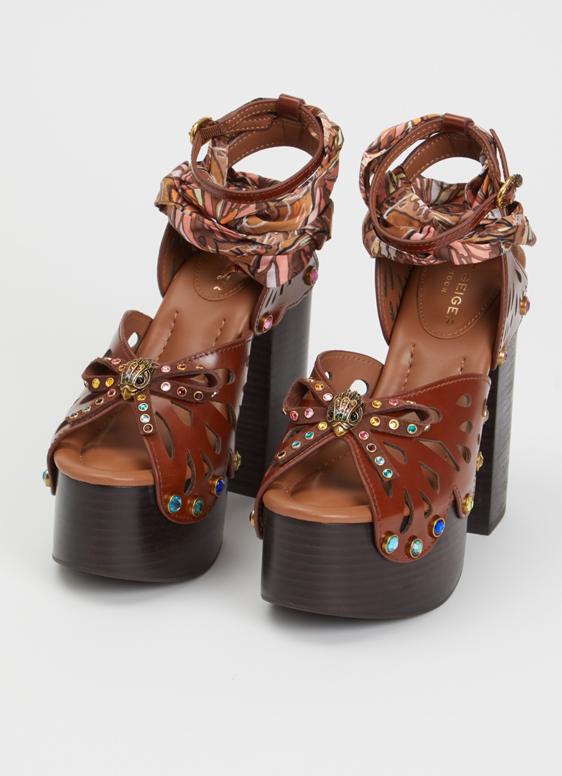 Kurt Geiger Butterfly Platform sandalette met strass - detail 2 donkerbruin
