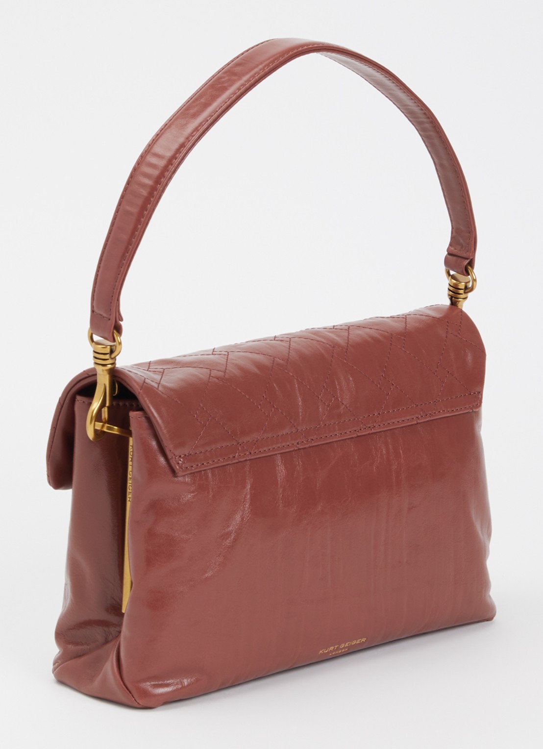 Kurt Geiger Celia schoudertas van leer met quilt patroon - achterkant steenrood
