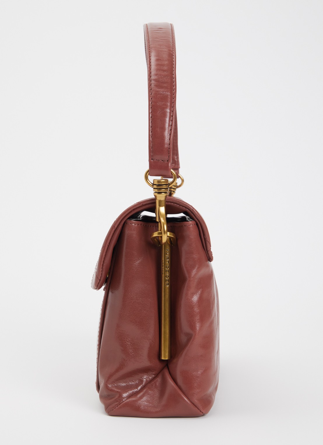 Kurt Geiger Celia schoudertas van leer met quilt patroon - detail 3 steenrood