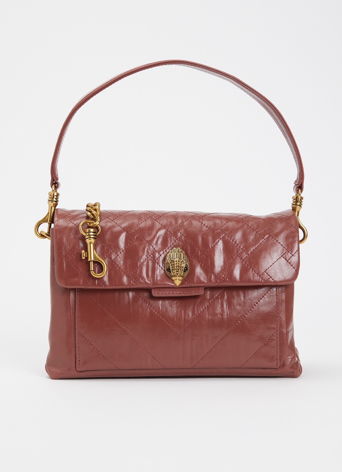 Kurt Geiger Celia schoudertas van leer met quilt patroon - voorkant 5 steenrood