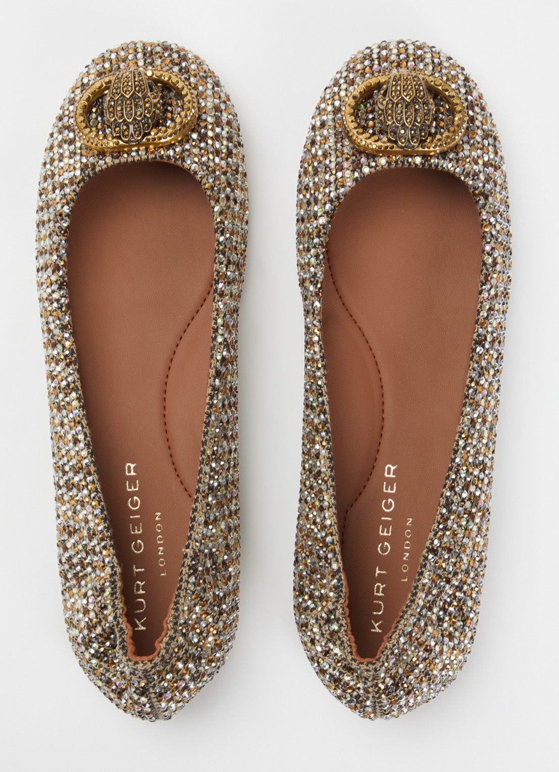 Kurt Geiger Chelsea ballerina met strass - detail 3 zand