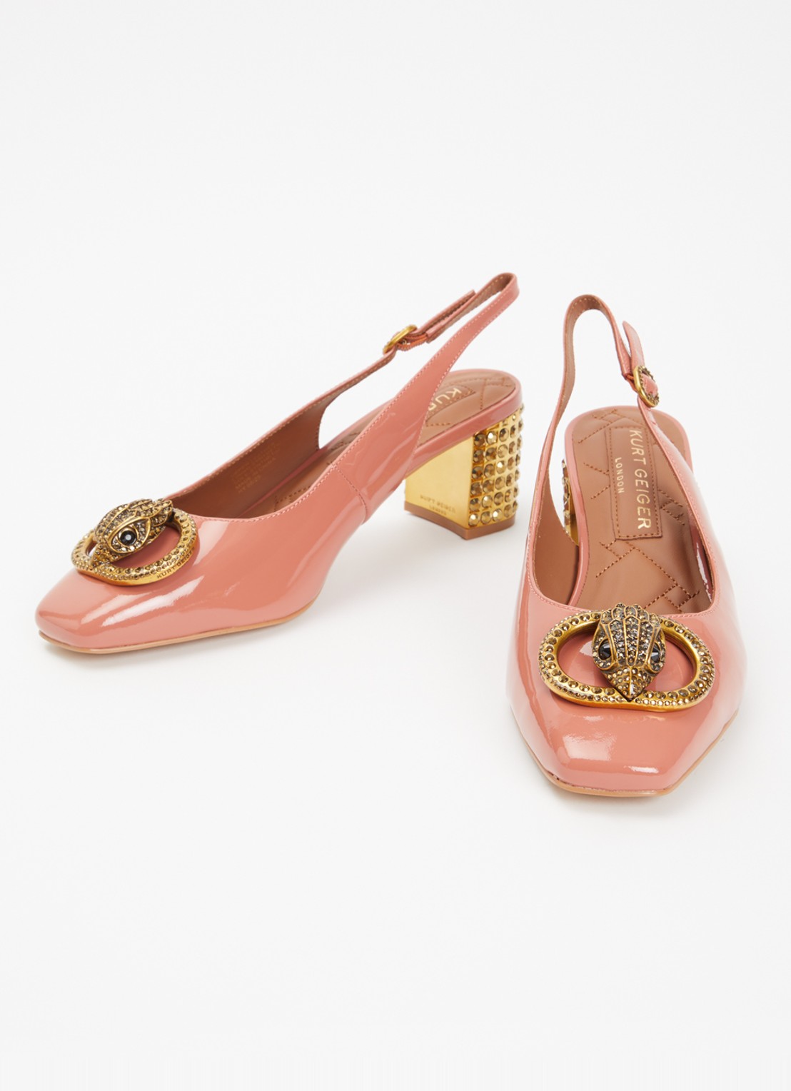 Kurt Geiger Chelsea Block slingback van leer - detail 3 oudroze