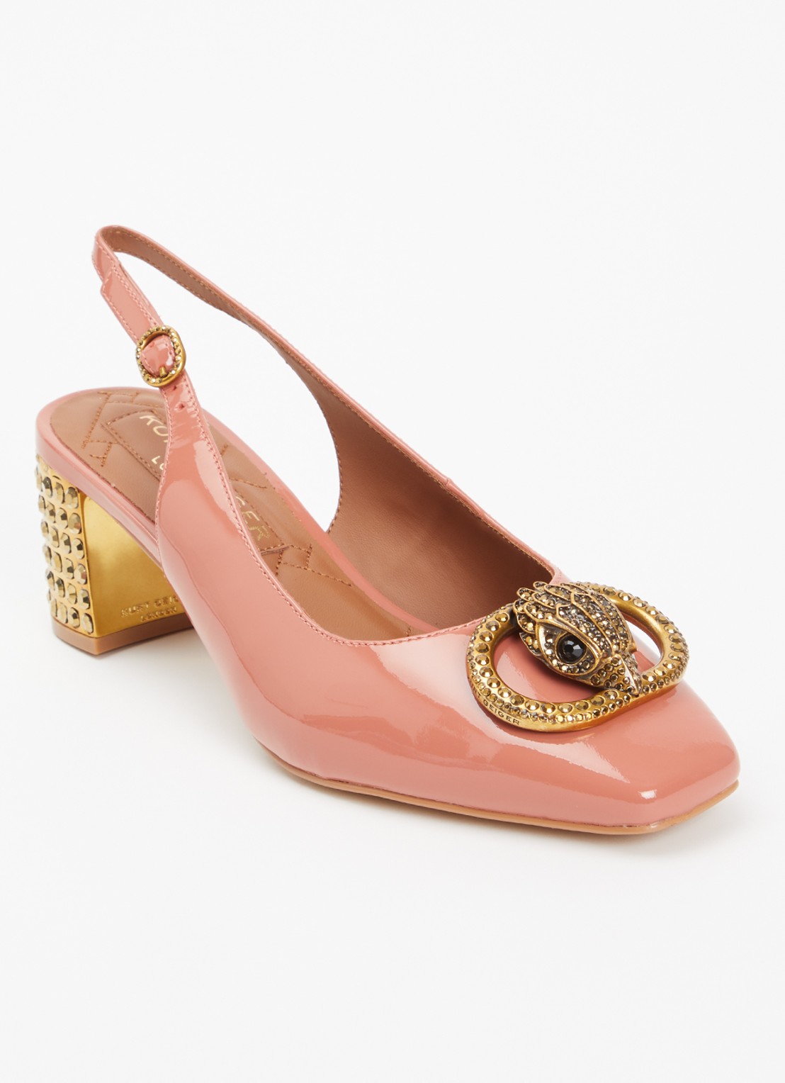 Kurt Geiger Chelsea Block slingback van leer - voorkant oudroze