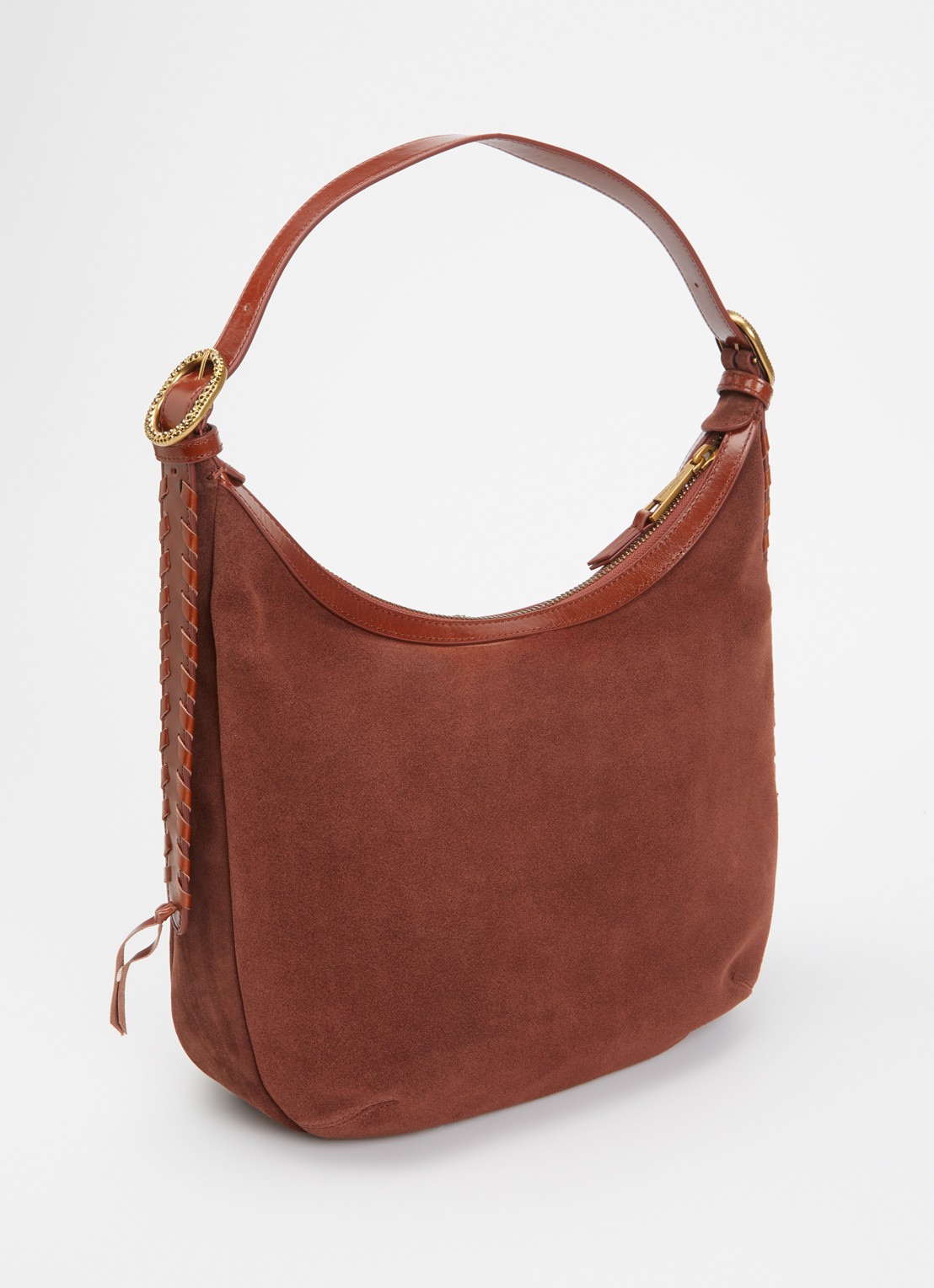 Kurt Geiger Chelsea hobo butterfly small schoudertas van suéde met leren details  - achterkant bruin