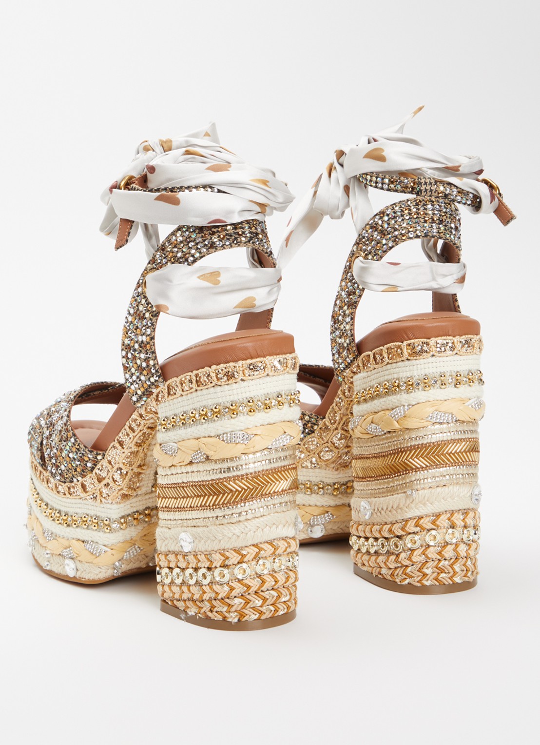 Kurt Geiger Chelsea Scarf sandalette met strass en pailletten - achterkant beige