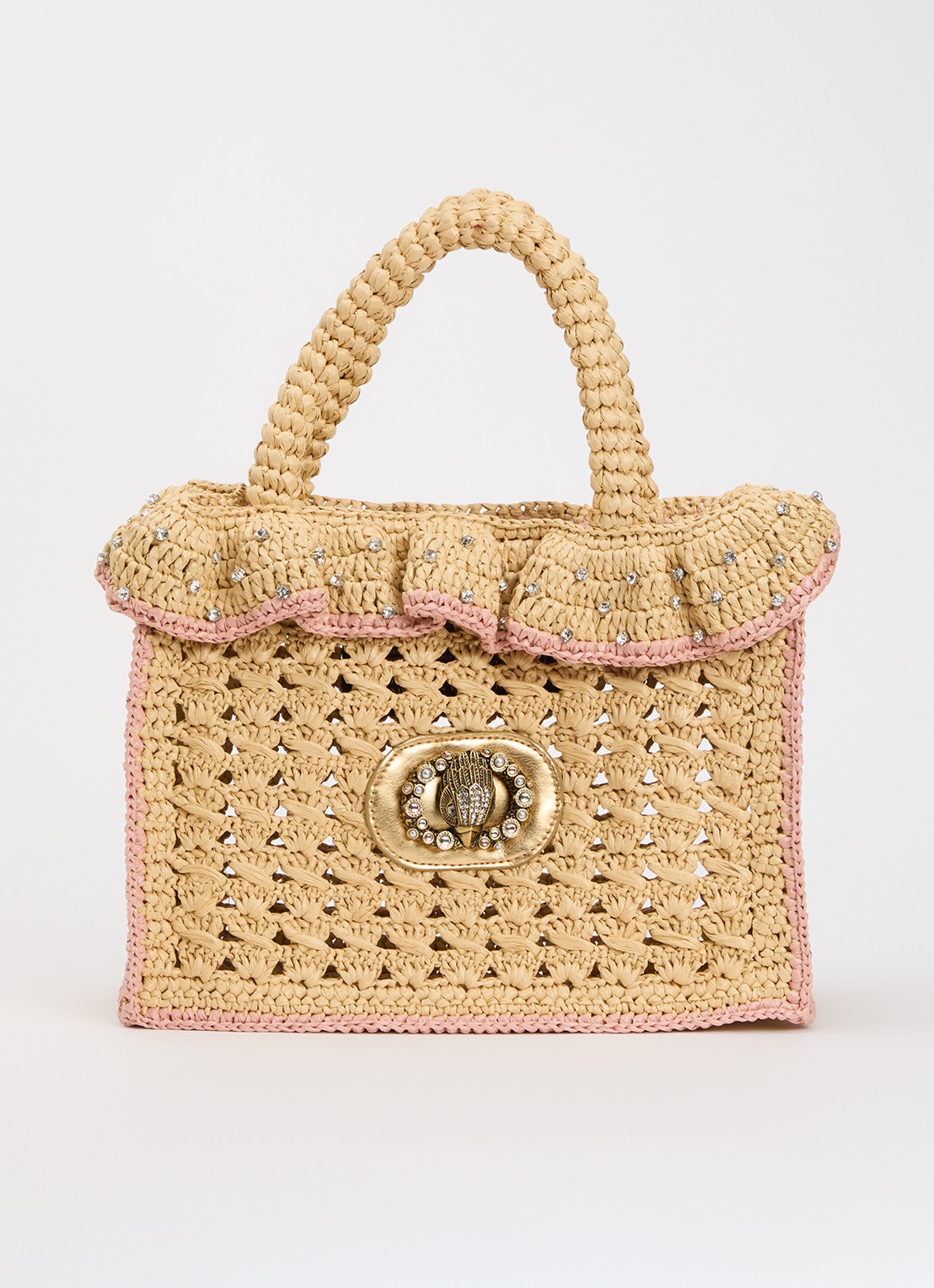 Kurt Geiger Chelsea shopper van crochet - voorkant beige