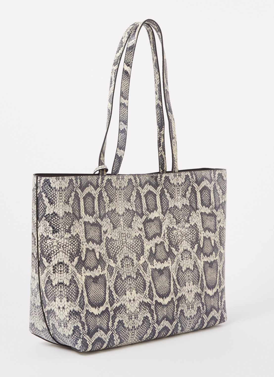 Kurt Geiger Chelsea shopper van leer met slangenprint en uitneembaar etui - achterkant 3 ivoor