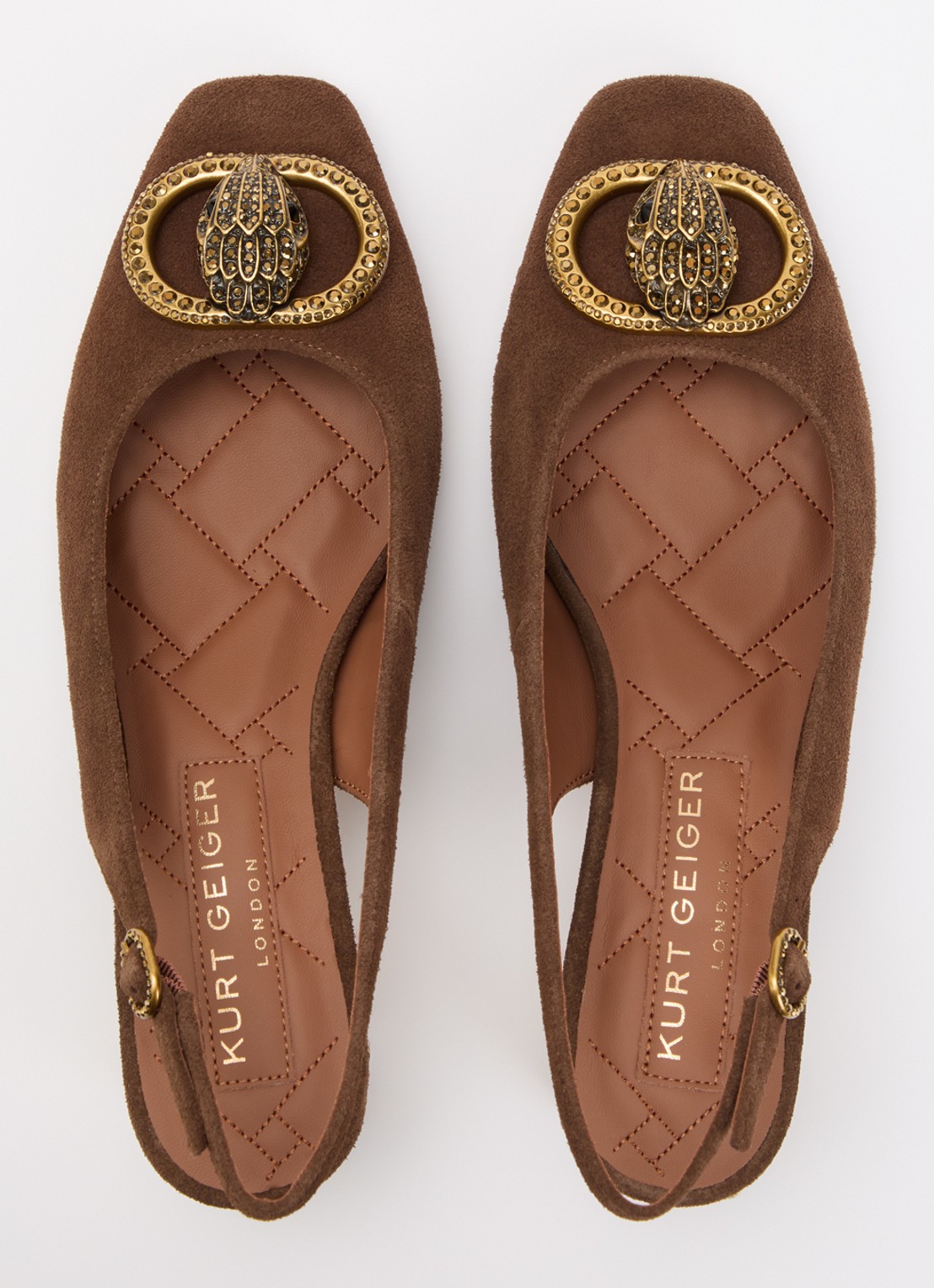 Kurt Geiger Chelsea slingback van suède met strass - detail 2 bruin