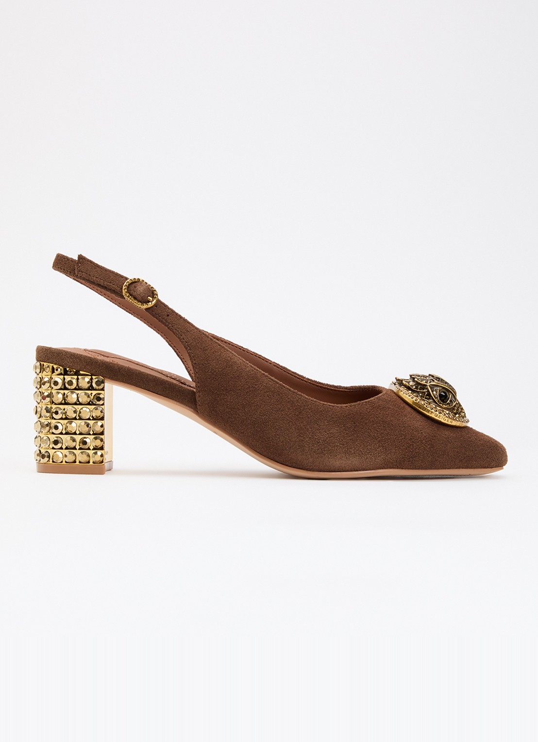 Kurt Geiger Chelsea slingback van suède met strass - voorkant 4 bruin