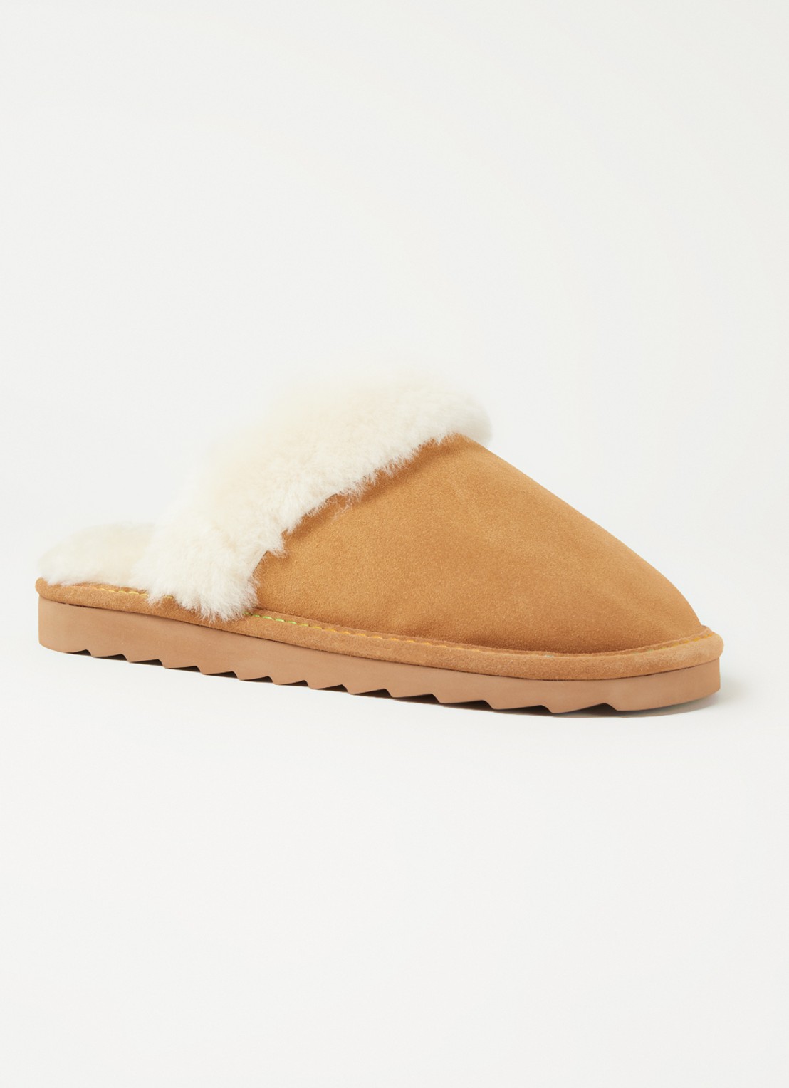 Kurt Geiger Cosy Stitch pantoffel van suède - voorkant 3 hazelnootbruin